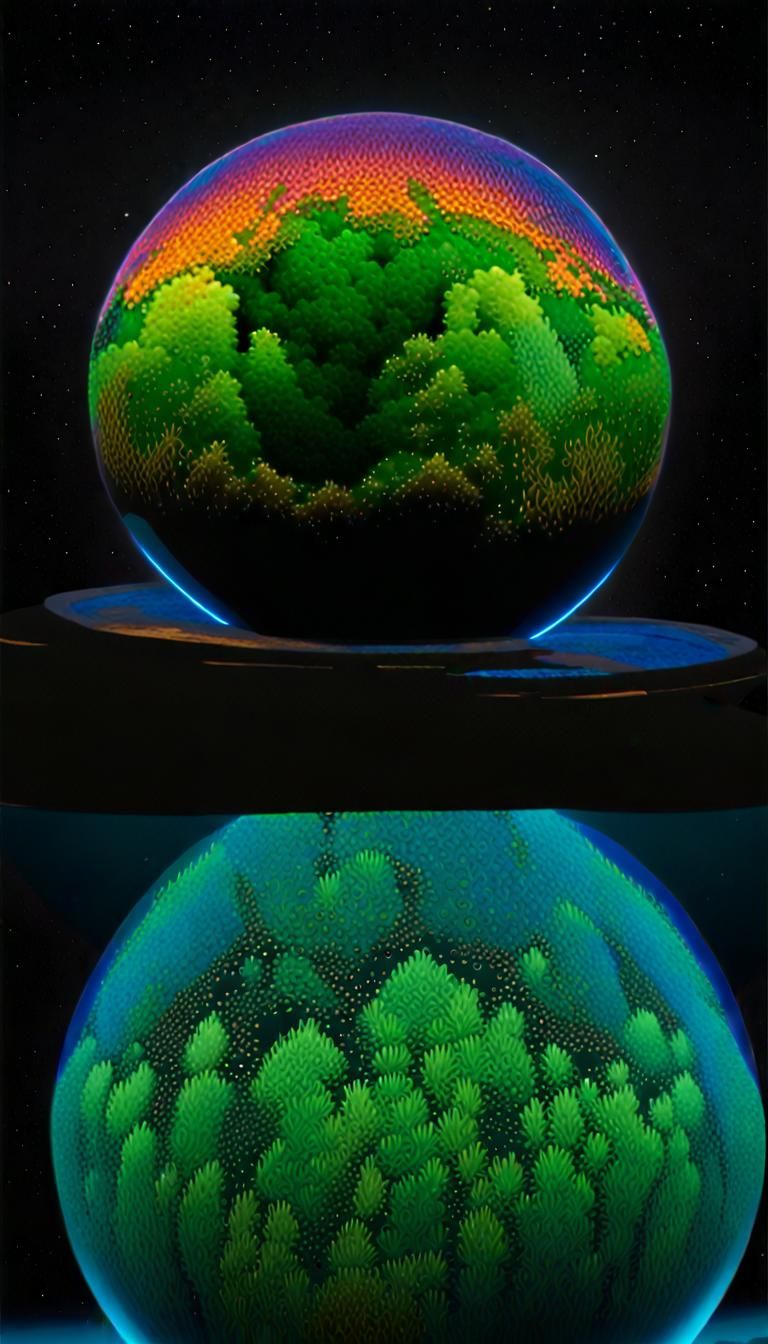 Bioluminescent Cyanobacteria in Zero Gravity Sphere