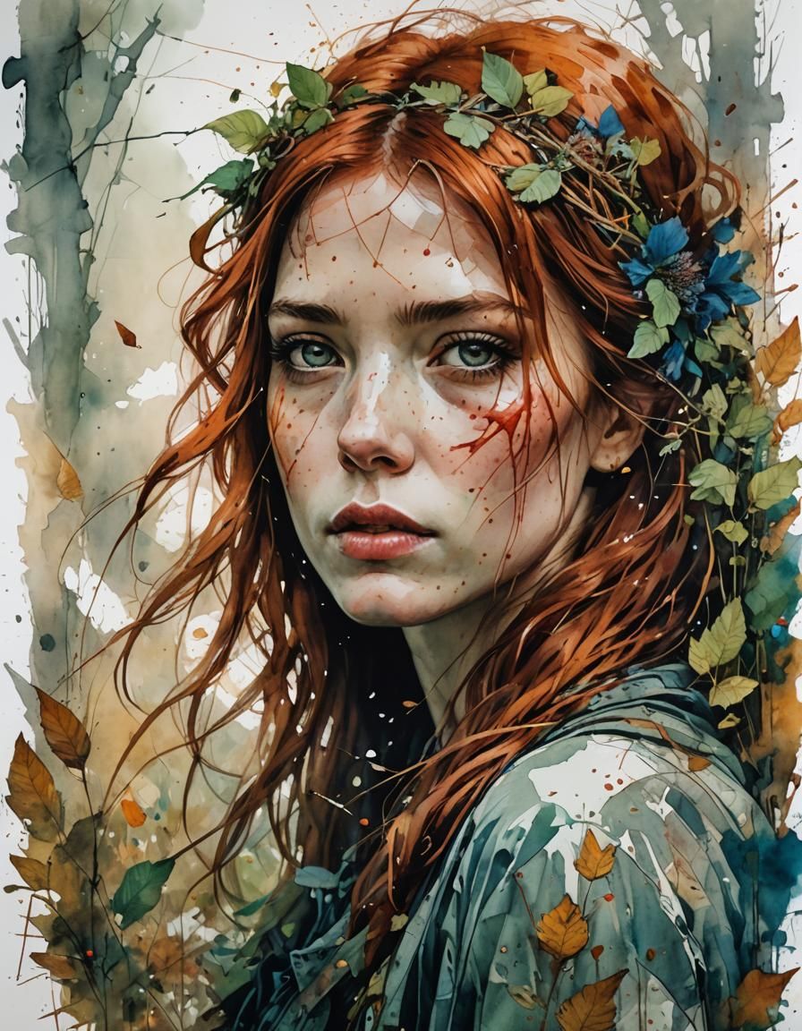 une belle femme rousse fermière travaillant dans les champs