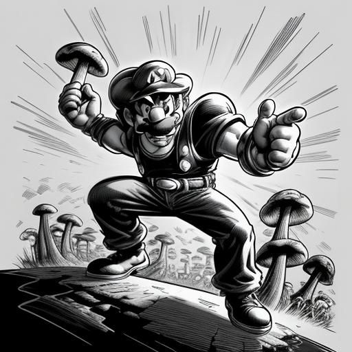 Mario in Mushroom Kingdom: Comic Book Illustration