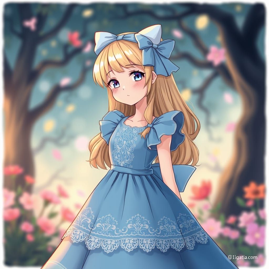 Alice in Wonderland Manga Style Portrait