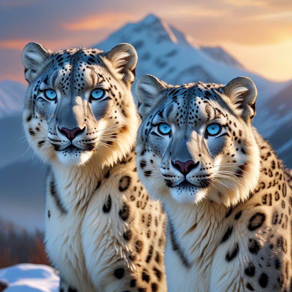 Snow Leopard and Exotic Beauty in Digital Art