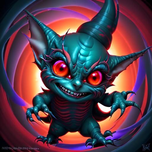 Perched smugly on the artist's shoulder, a mischievous digital gremlin cackles with glee. Its form is a swirling vortex ...