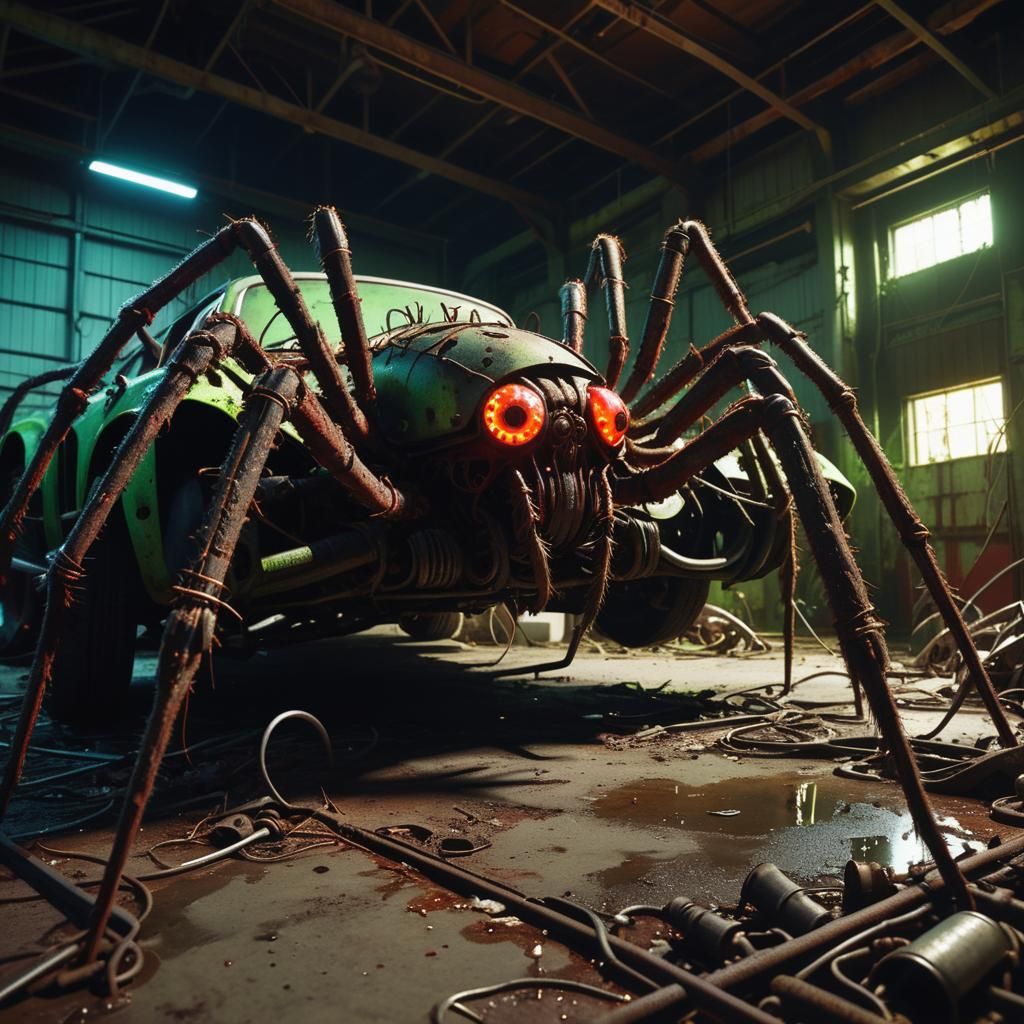 Biomorphic Horror: Spider of Car Parts