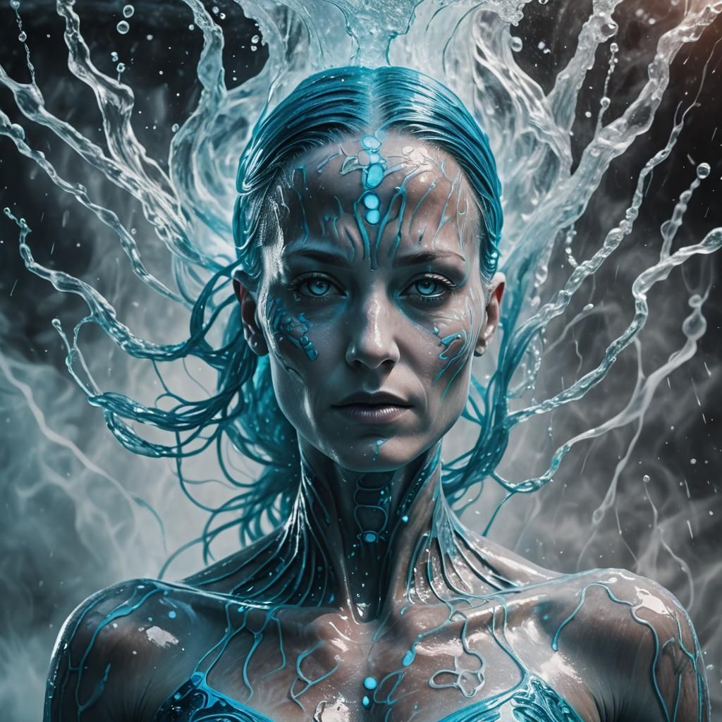 Female Dr. Manhattan Portrait in Hyperrealistic Style