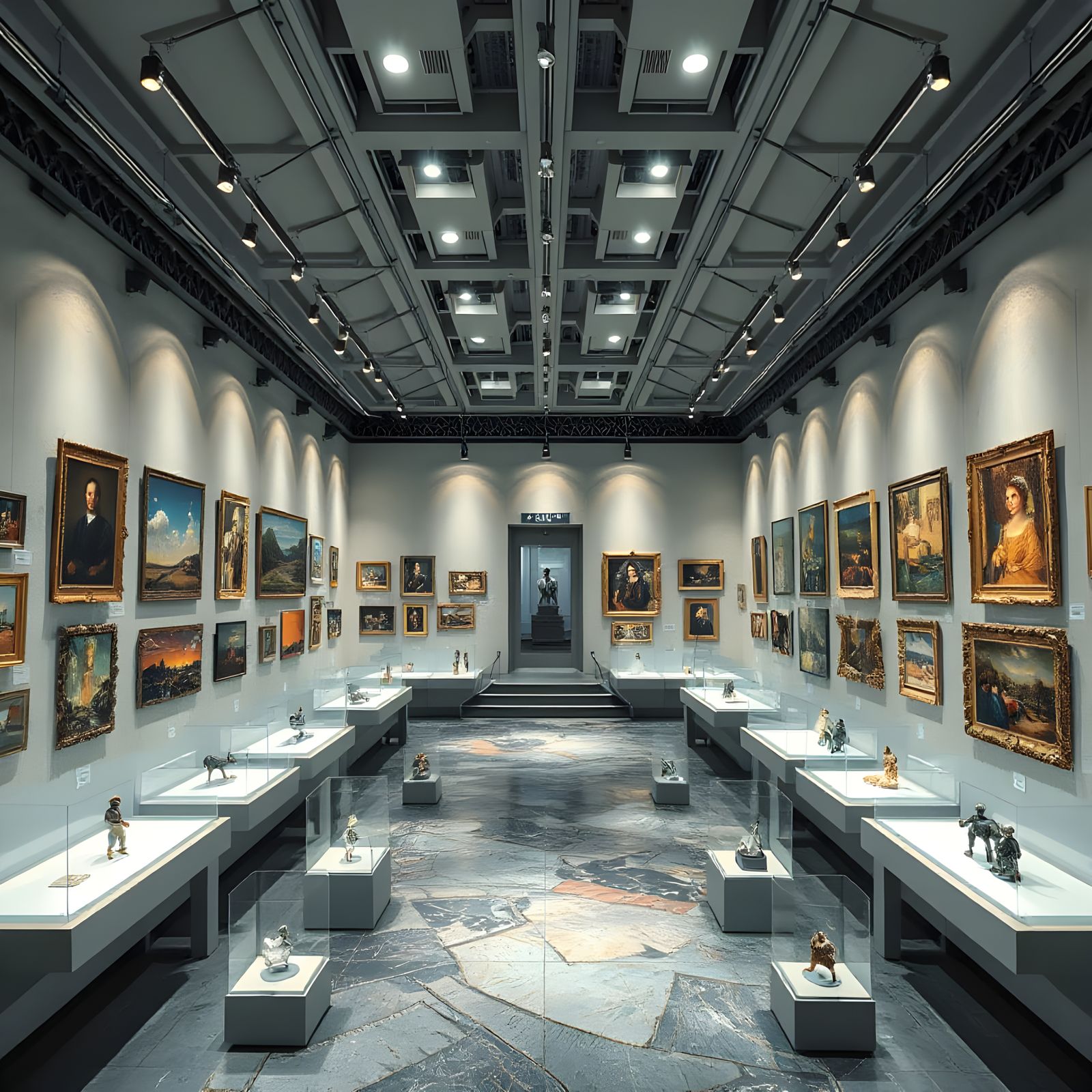 Grand Futuristic Art Museum with 900 Miniature Holographic A...