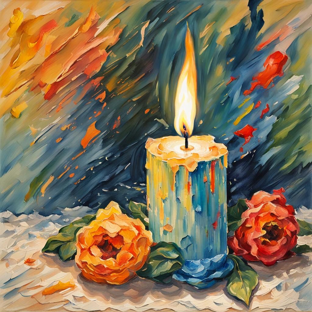 Candle in the Wind as Gouache Impressionist Painting
