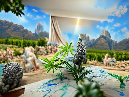 Biblical God Creates Cannabis in Eden: 8K Render