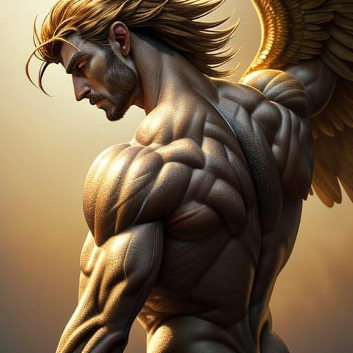 Majestic God with Intricate Back: Digital Art