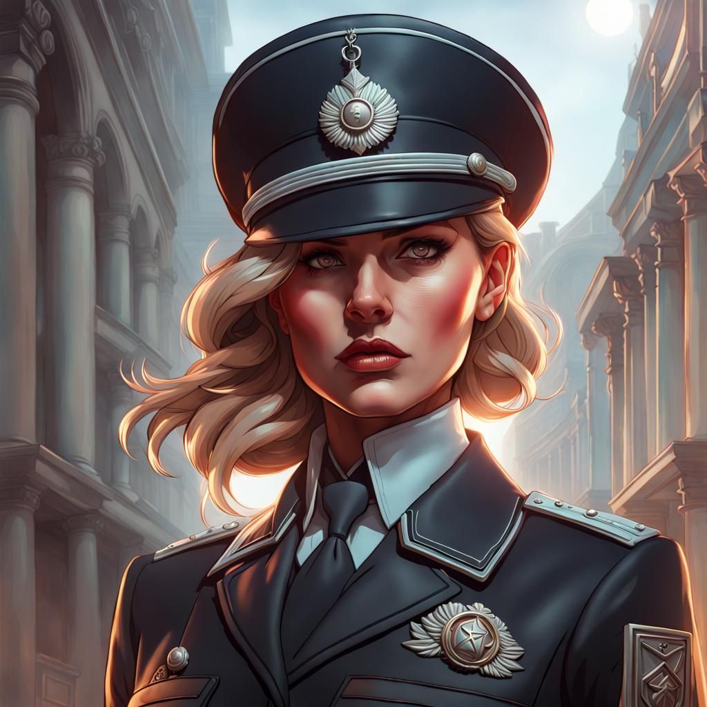 Menacing Portrait of a German SS Officer