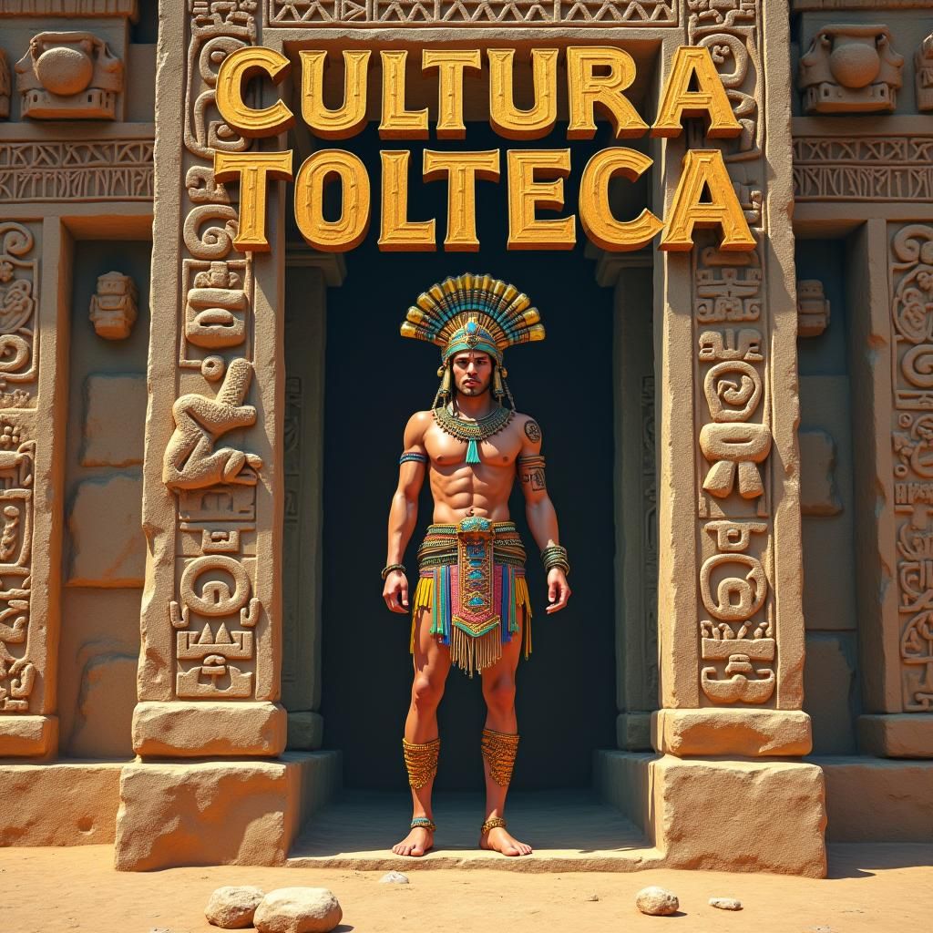 Mesoamerican Warrior and Toltec Architecture Poster Art