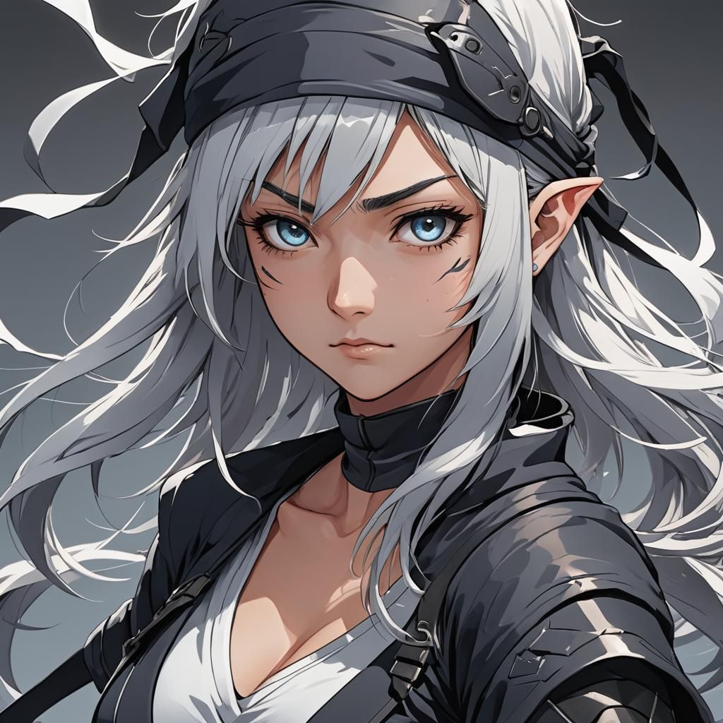 Anime Ninja Beauty with White Eyes
