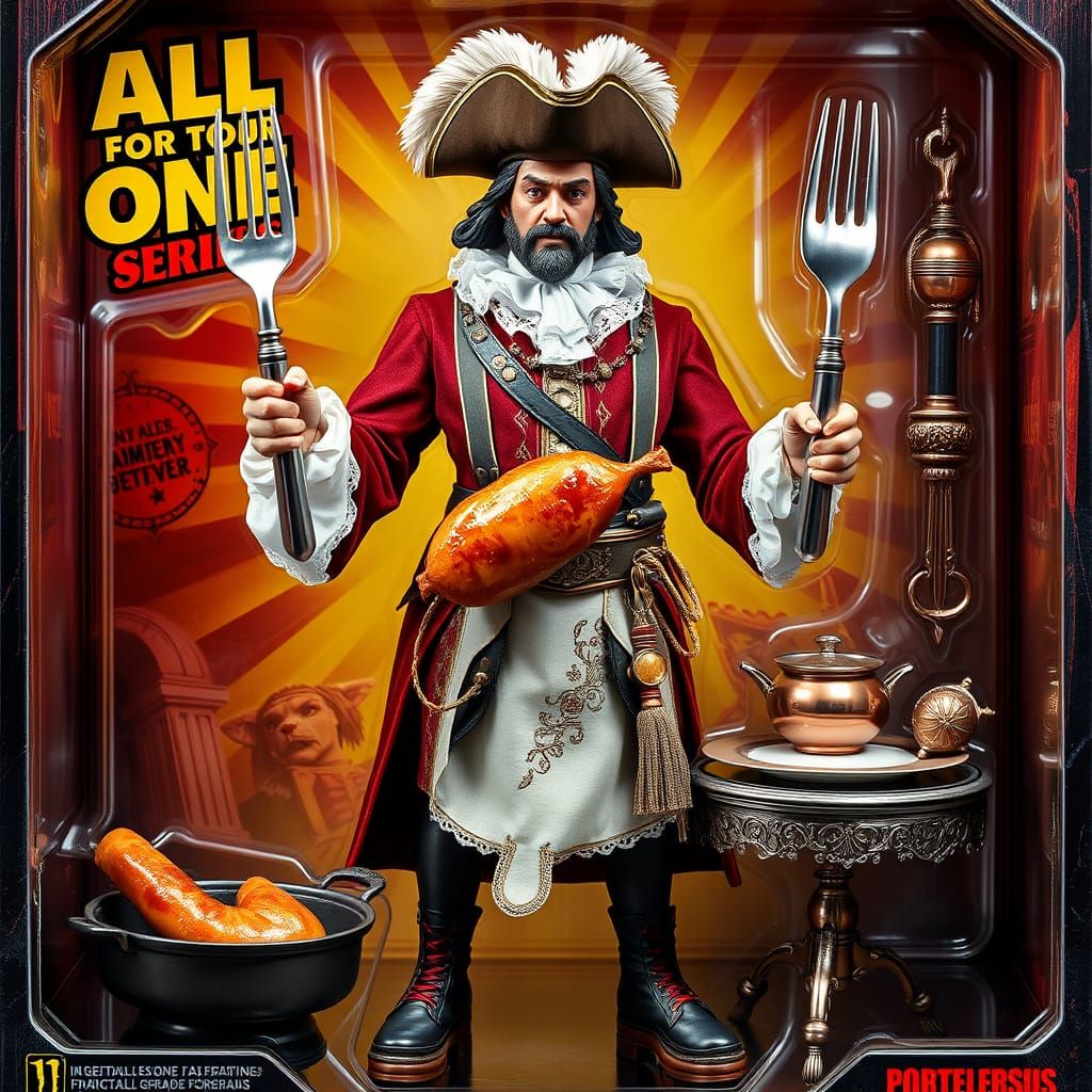 Collectible action figure in full packaging: 'Porthos Gourmet Tank Edition'