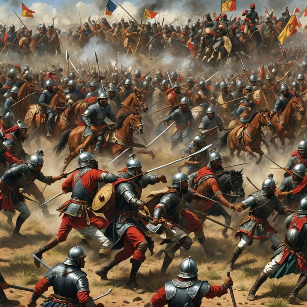 Moors and Spanish Warriors Clash in Battle