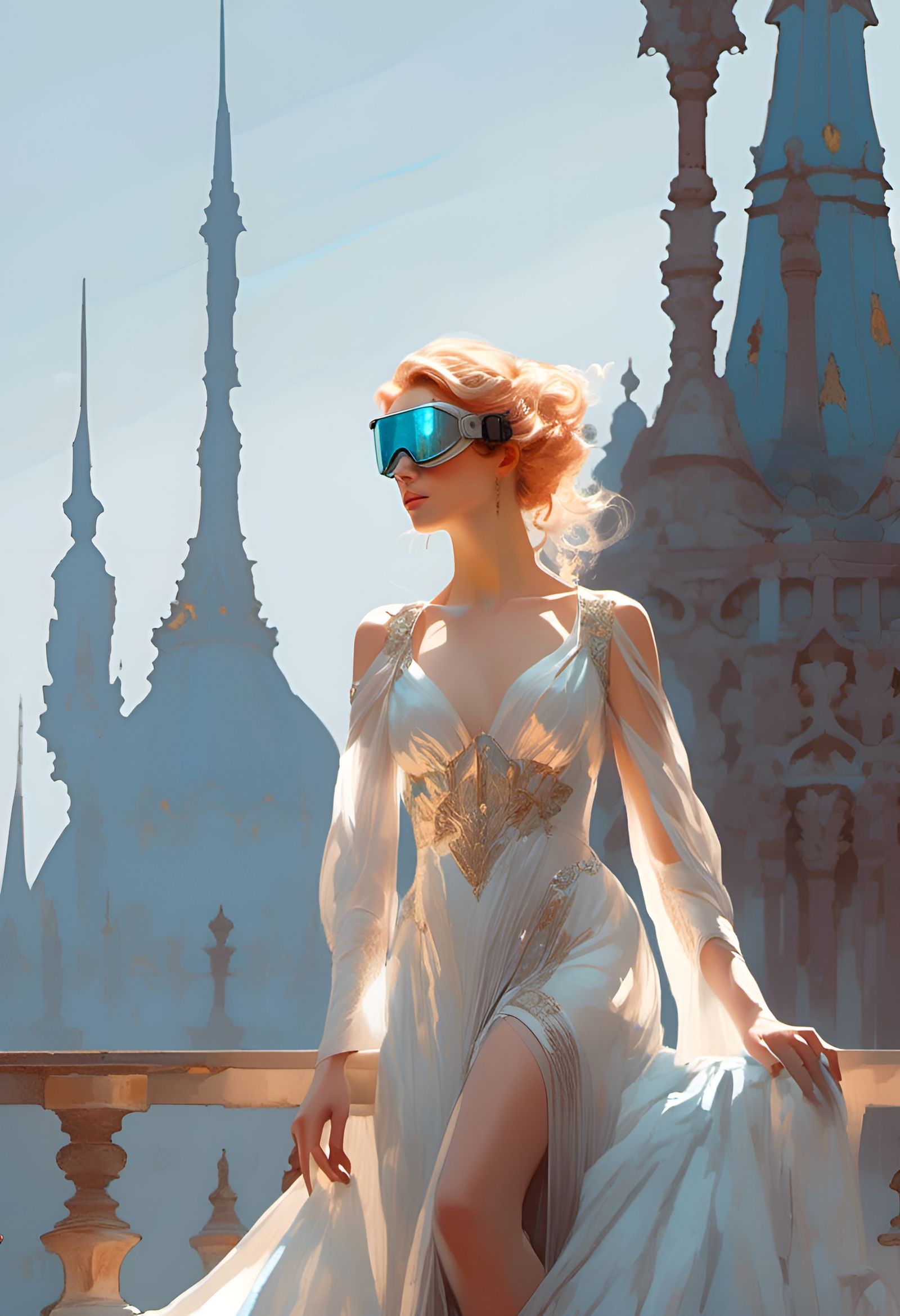 Sci-Fi Blonde Woman with Goggles, Detailed Digital Art