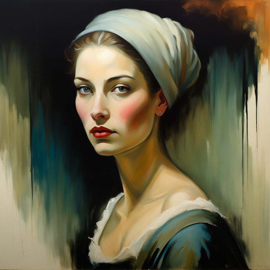 Dreamy Milkmaid Portrait in Grimdark Style