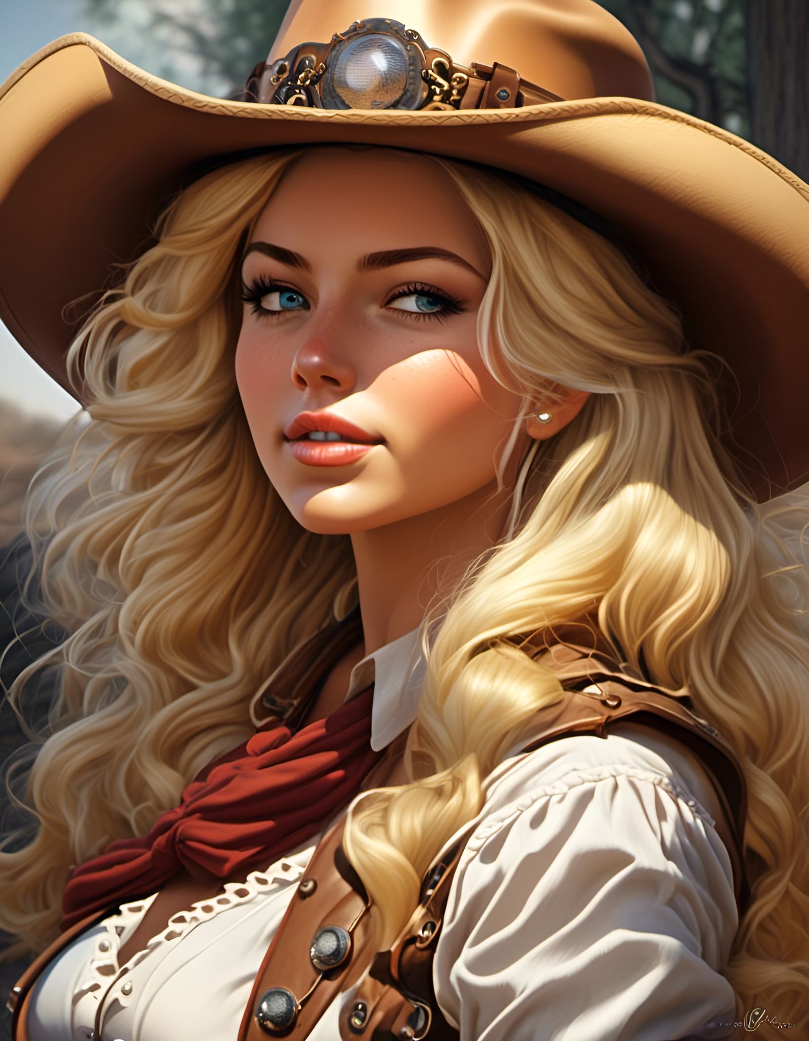 Steampunk Cowgirl Portrait in High Resolution