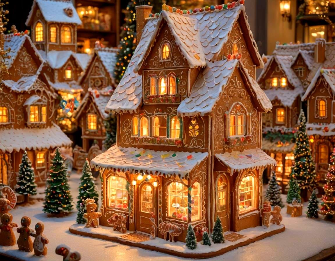 Colorful Gingerbread Store in Impressionist Style