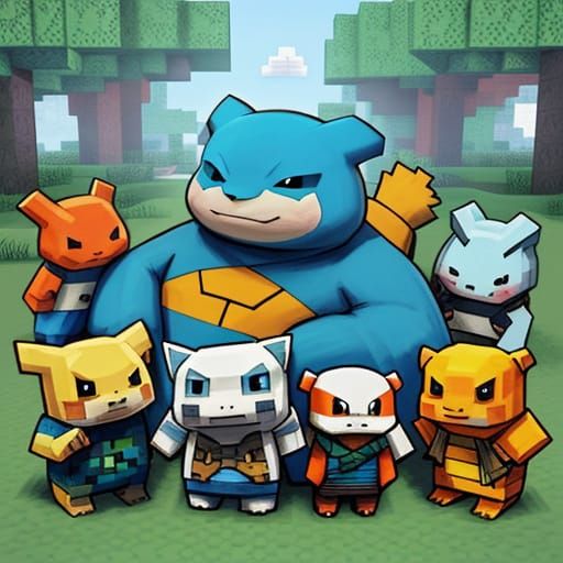 Pokemon As Minecraft Mobs in Pixel Art Style