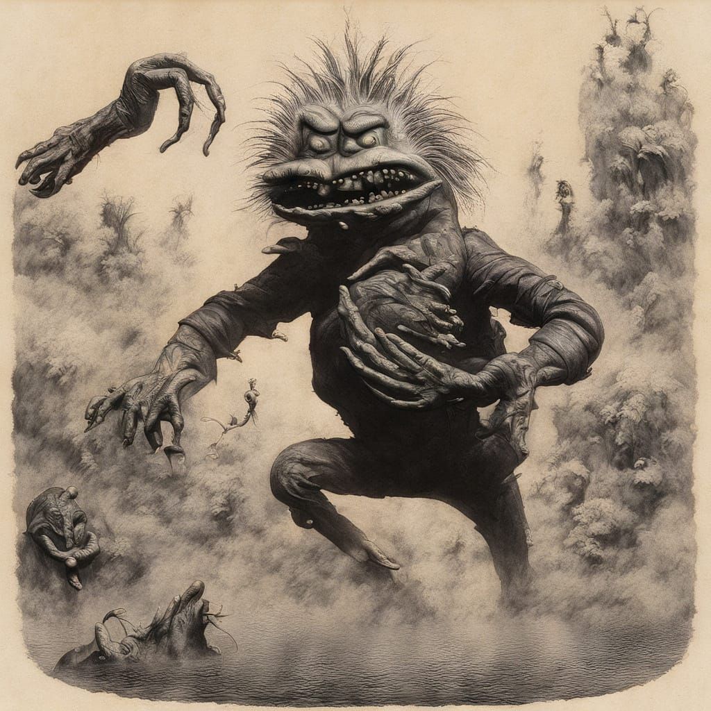 Surreal Dr. Seuss-Inspired Nightmare in Cyberpunk Aesthetic