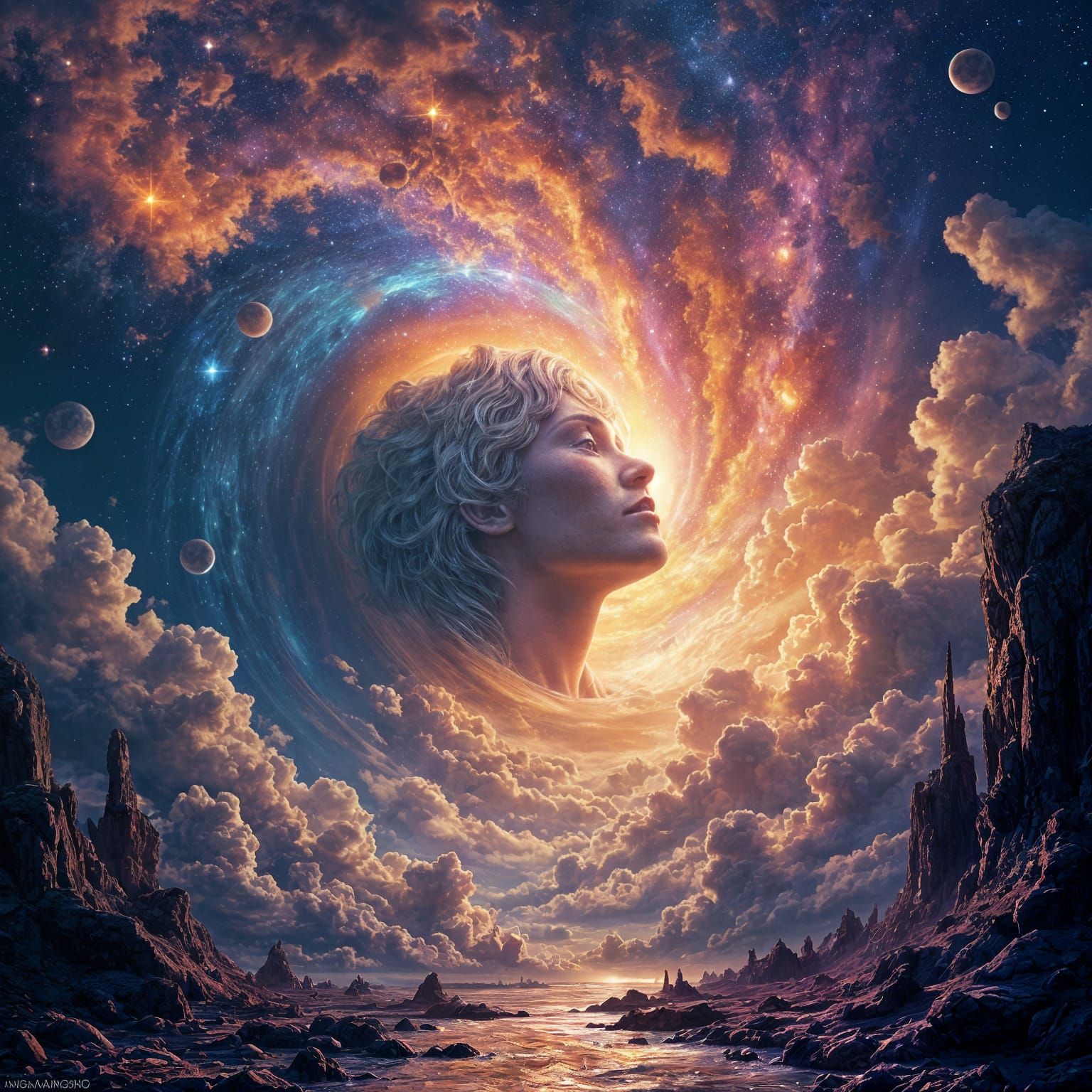 Cosmic Destruction: Holographic Astral Illustration