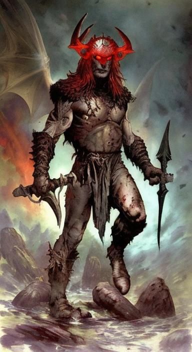Barbarian King in Comic Book Oil Painting Style