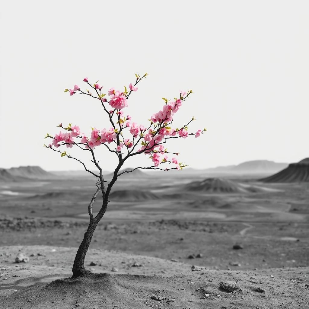 Cherry Blossom on the Moon in Dreamlike Style