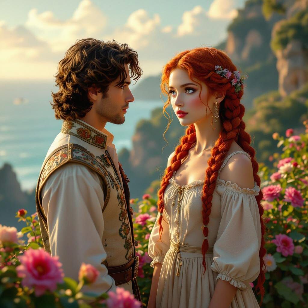 Prince Falls in Love with Coral Girl in Magical Garden