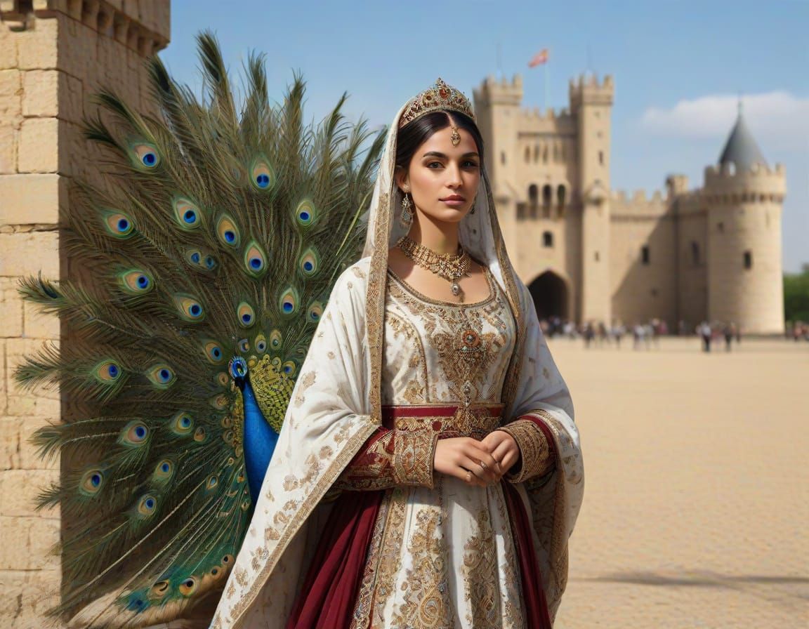 Arabic princess with peacock