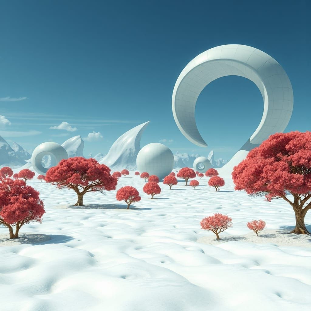 Surreal Ruins Above Cloudscape in Hyperrealistic Style