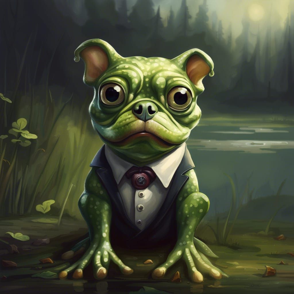 Anthropomorphic Frog-Dog Hybrid Creature