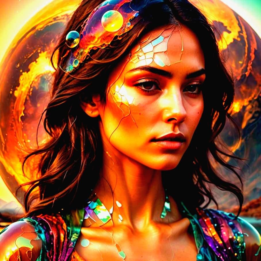 Surreal Double Exposure Portrait on Alien Planet