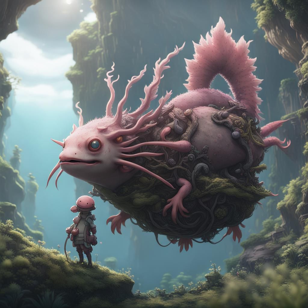 Fantastical Axolotl in Detailed Matte Painting Style