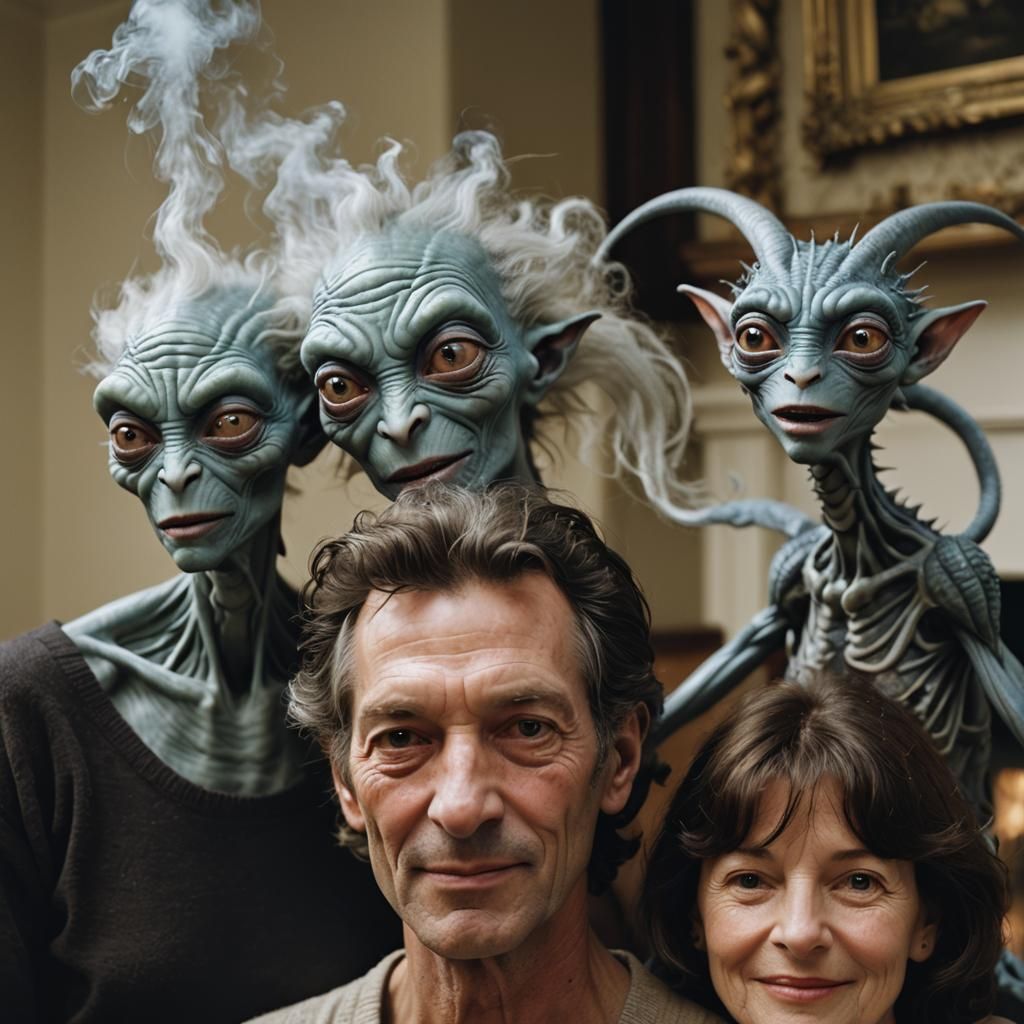 Exotic Alien Couple Portrait in Hyperrealism Style