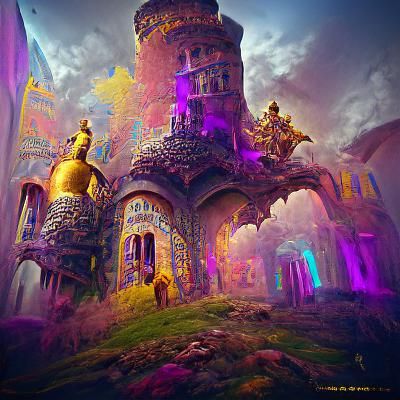 Psychedelic Fantasy Castle: A Dark Fantasy Masterpiece