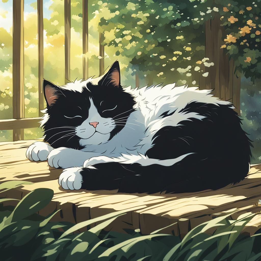 Sleeping Cat: Studio Ghibli Anime Key Visual