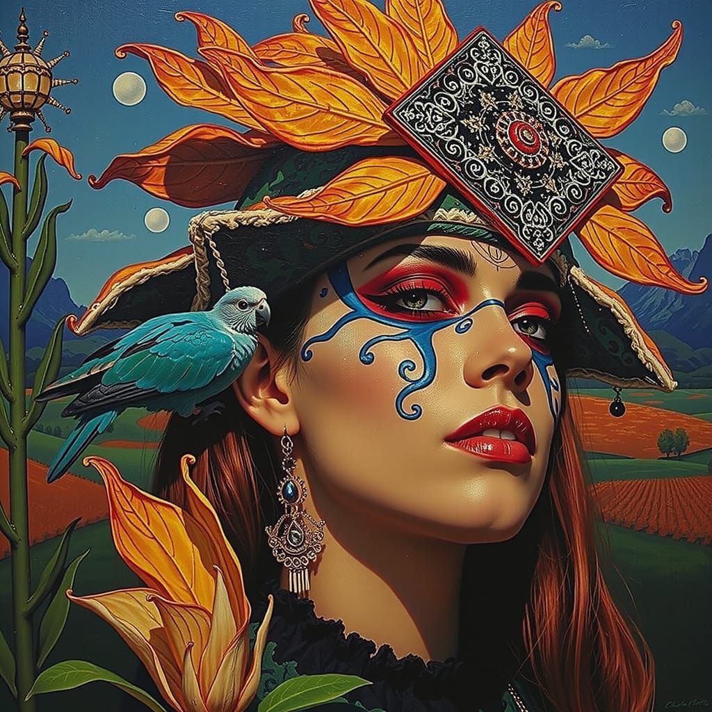 Chimaera of Figures in Surreal Landscape