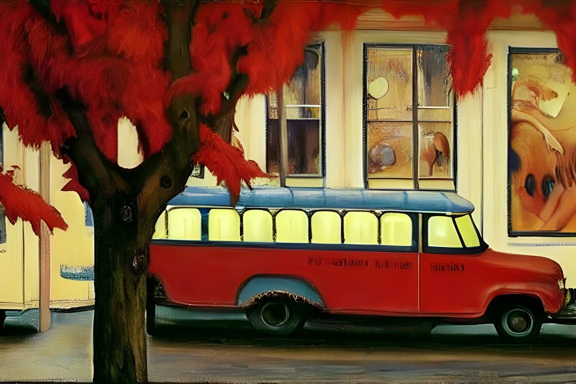 Spooky Autumn Restaurant in Autochrome Style