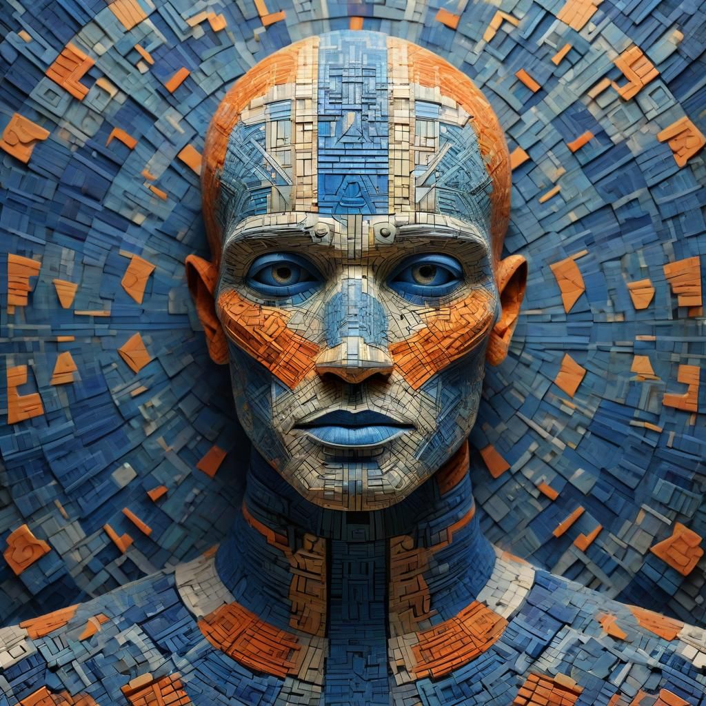 Geometric Figure with Mosaic Pattern