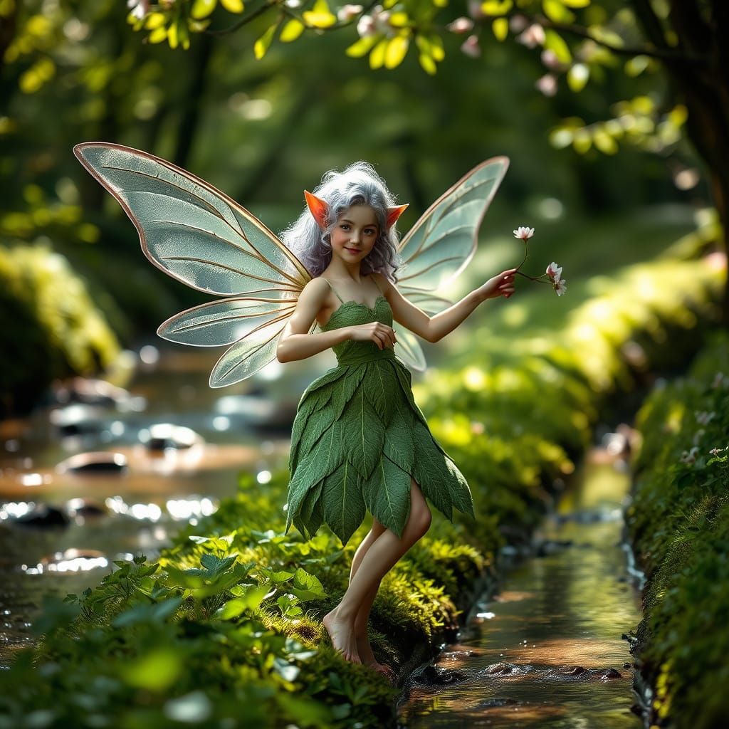 Wood Elf Fairy Dancing in Sunlight