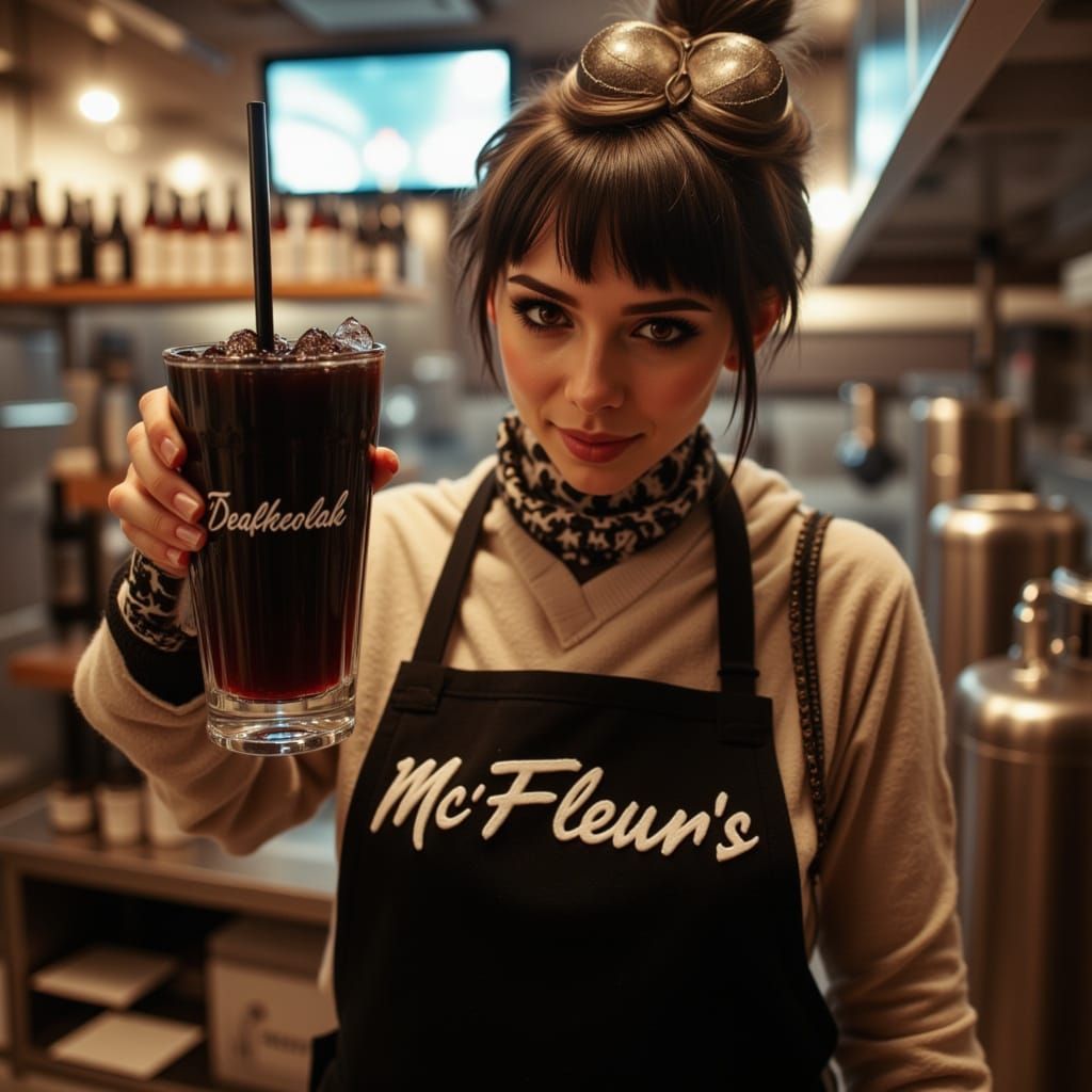Restaurant Worker Holds Black Metal Milkshake