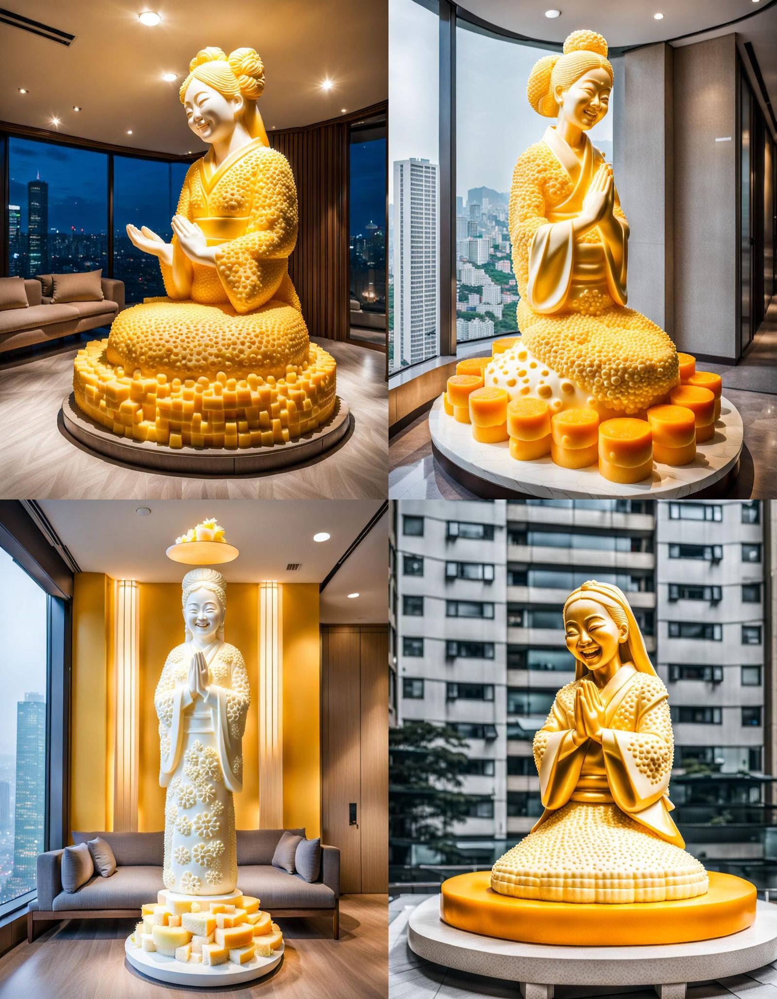 Cheese Statue: Korean Woman Praying in City