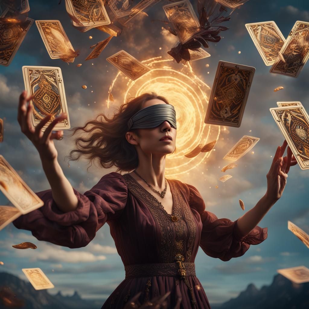 Fantasy Woman Reaching for Tarot Cards, Matte Painting