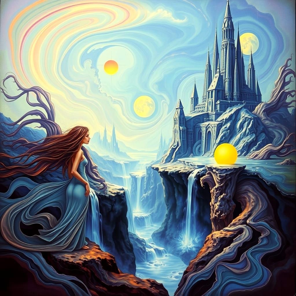Mystical Landscape with Hidden Figures, Surreal Art