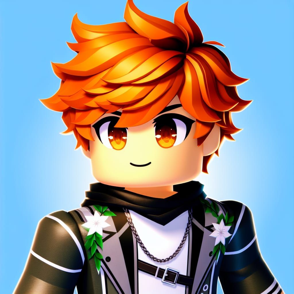 Anime-Style Game Character with Orange Hair
