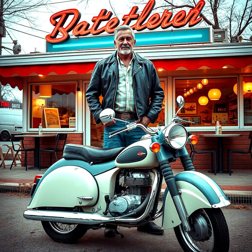 Veteran 1956 Messerschmitt KR200 Outside Restaurant