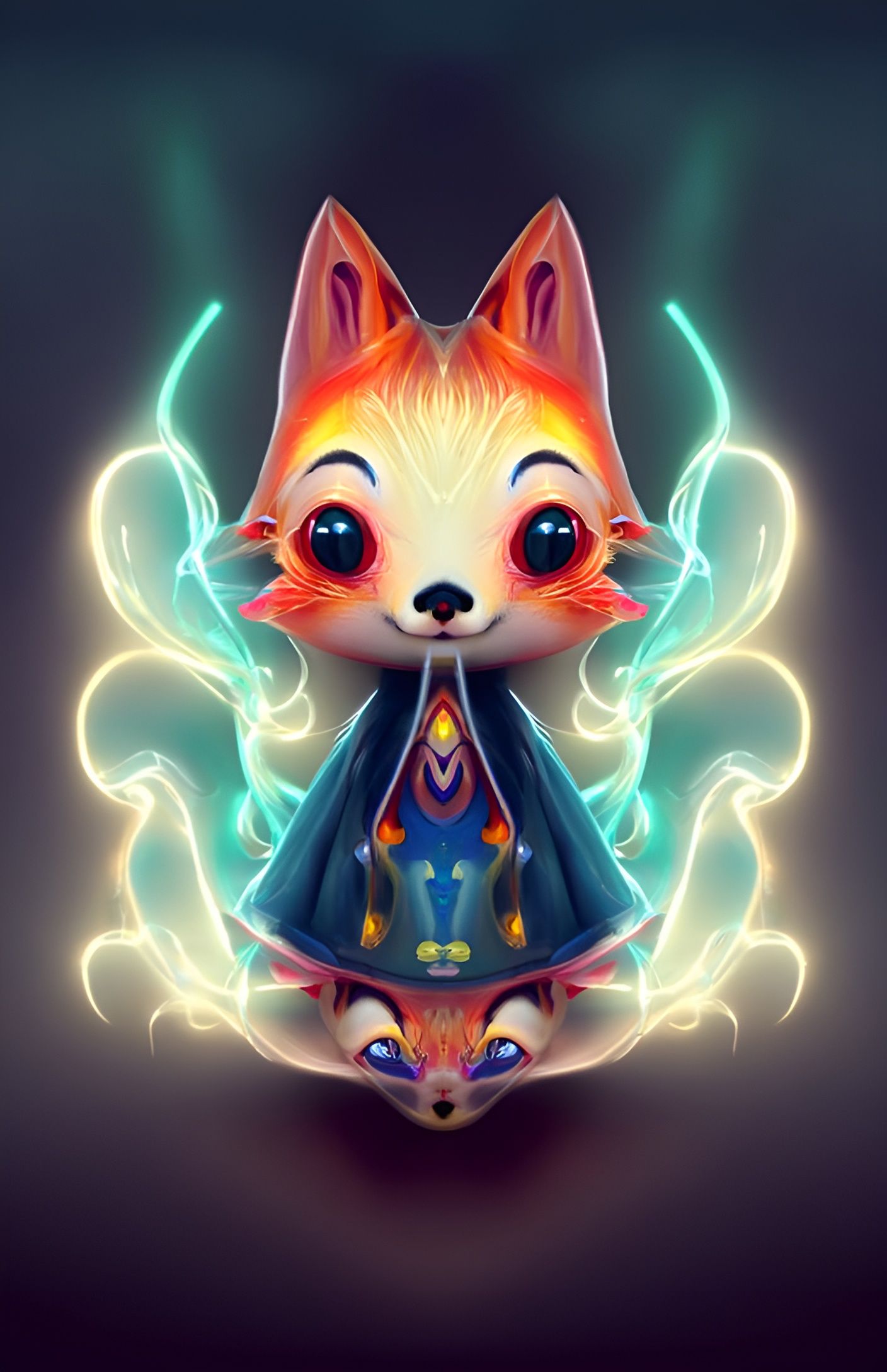 Cute Chibi Fox Wizard in 3D Rendered Style