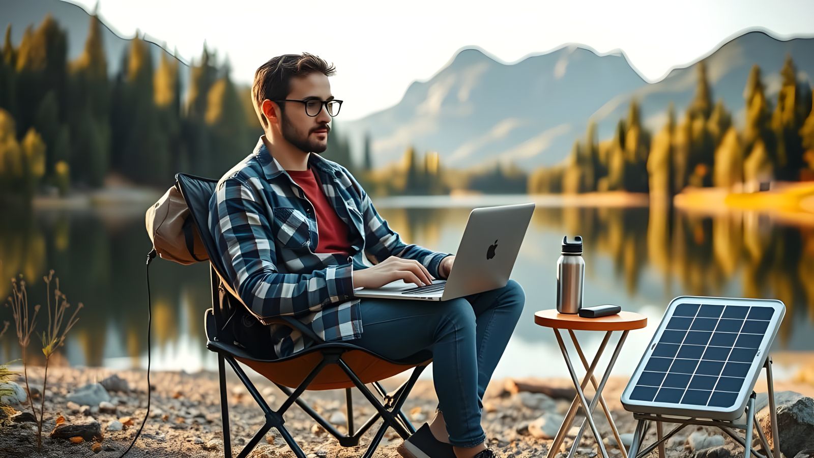 Digital Nomad Working in Serene Nature