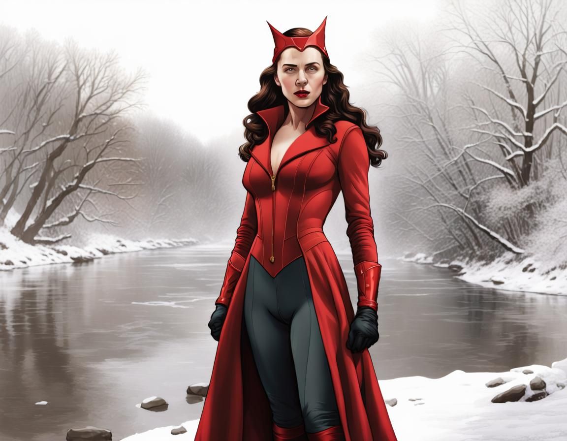 Scarlet Witch in World War 2 as Rockwell-esque Painting