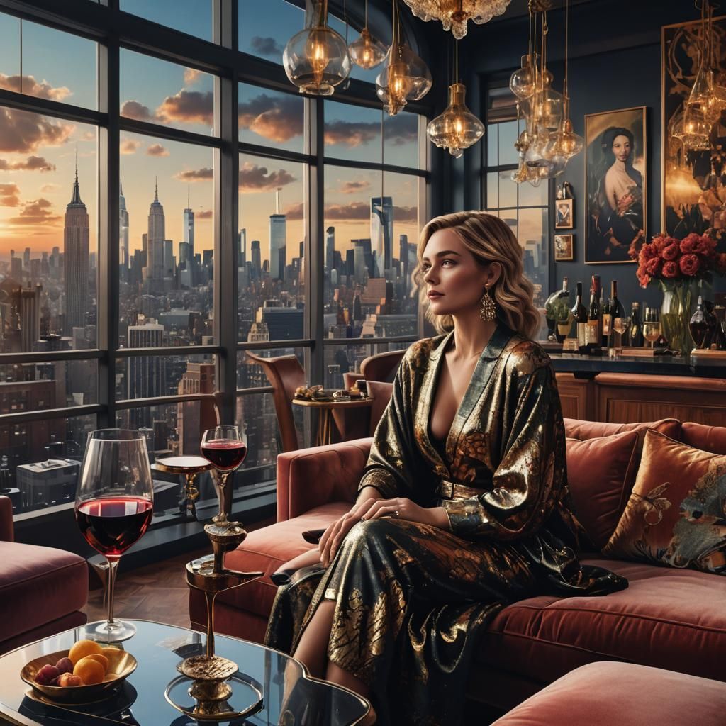 Interior of a New York penthouse. Maximalist interior design...