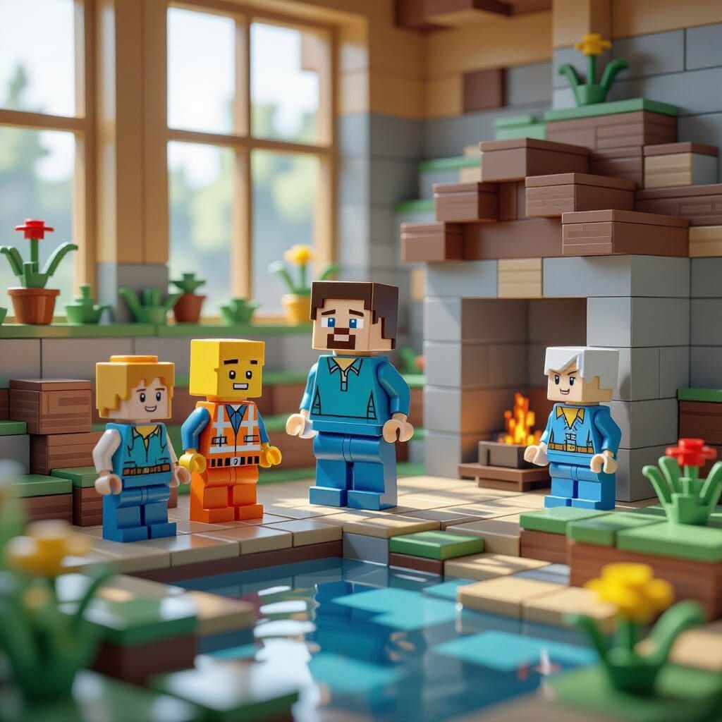 LEGO Minecraft Diorama With Blocky Characters